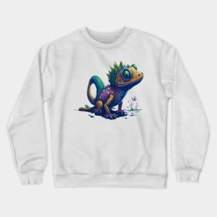 Gamer's Perfect Illustration - Cute Colorful Gekko Crewneck Sweatshirt